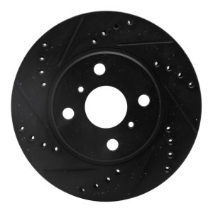 Toyota Prius Brake Rotor (1) - Front Left - R1 Concepts - Drilled & Slotted - Black - `01-`03